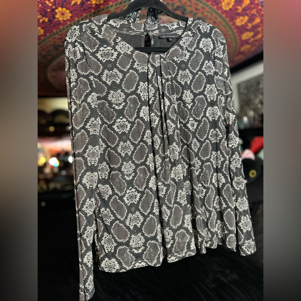 Jane and Delancey Black and White Patterned A-Line Skirt